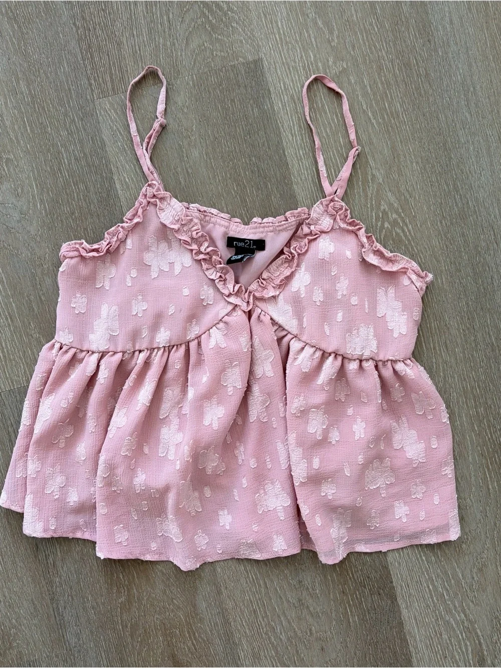 Rue21 Dusty Rose Ruffle Trim Tank - Picture 2 of 4